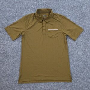 Marmot‎ Polo Shirt Mens Small Brown Striped Performance Hiking Climb Outdoors